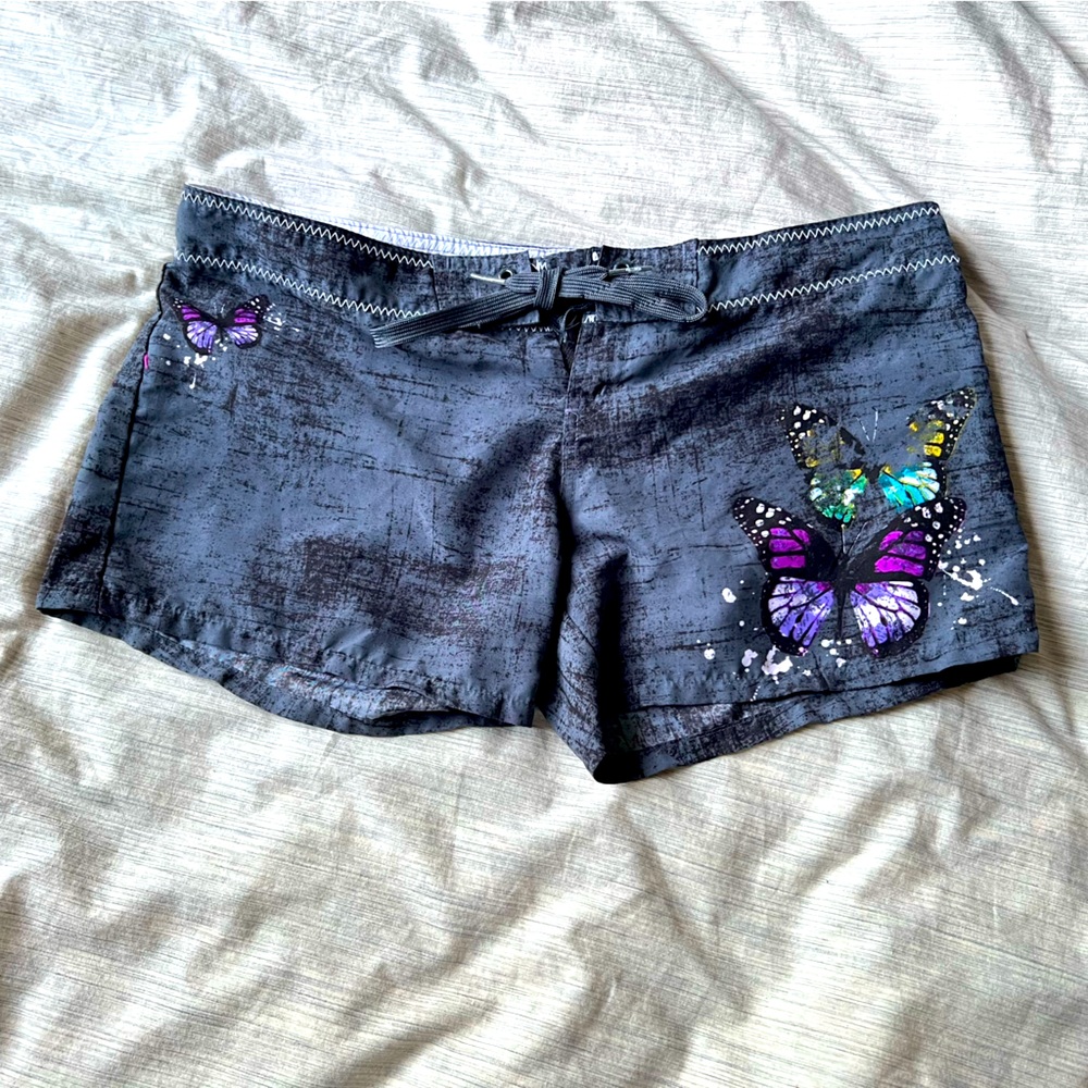 Body Glove Women Swim Short - Grey with Butterflies